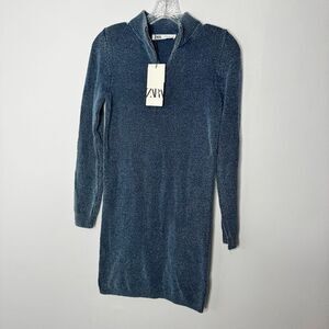 ZARA Blue Knit Dress Size Medium